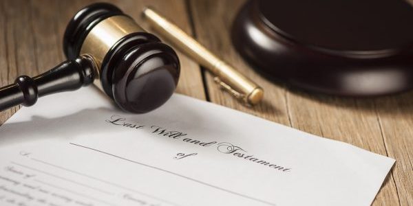 Last will and testament form with gavel